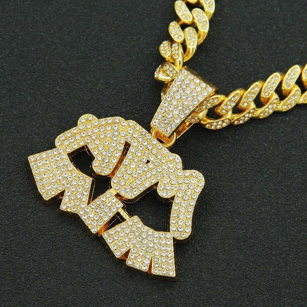 Full Dia Irregular Pattern Pendant Hip Hop Exaggerated Personality Alloy Cuban Chain Necklace Creative Jewelry