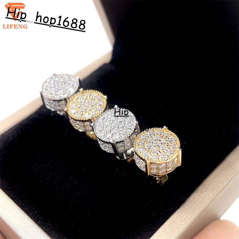Custom Flowers Fashion Stud Earrings Jewelry Women VVS Moissanite Diamond Trendy Earrings Hip Hop Statement Silver Earrings