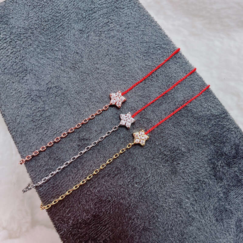French Paris Little Red Rope Valentine's Day Girlfriend Zodiac Year Handmade Woven Lucky Five-Pointed Star Bracelet New