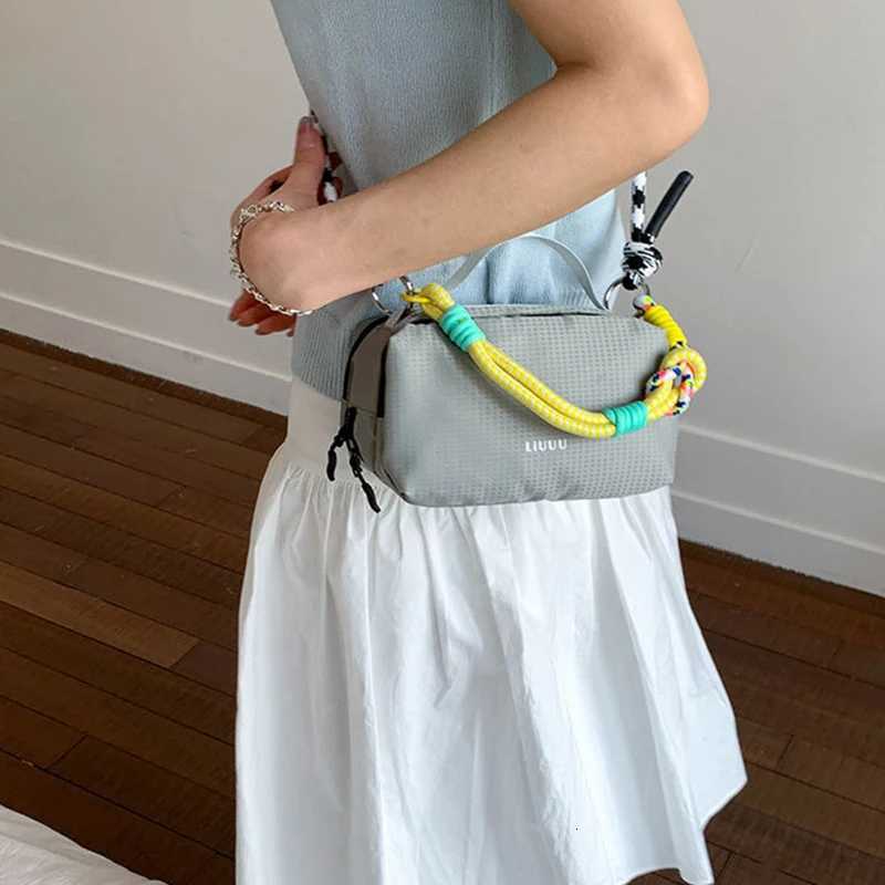 Trendy Large Capacity Sports Messenger Bag Colored Rope Small Square Bag Simple Handbag Row Tote Bags Multi-layer Shoulder Bag Y250730
