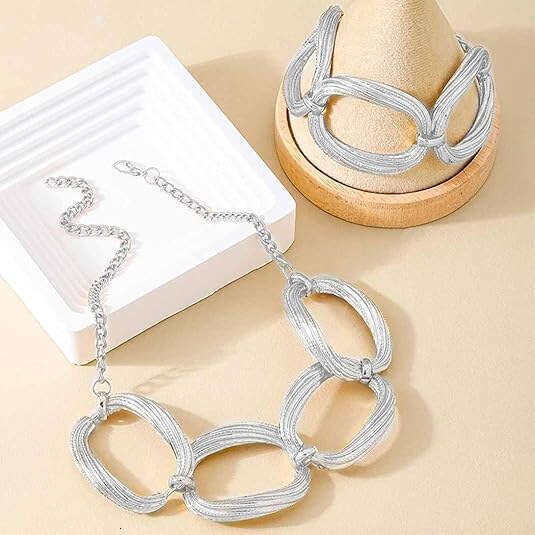Personalized Trendy Multi-layer Geometric Exaggerated Necklace Bracelet Fashion Jewelry Set