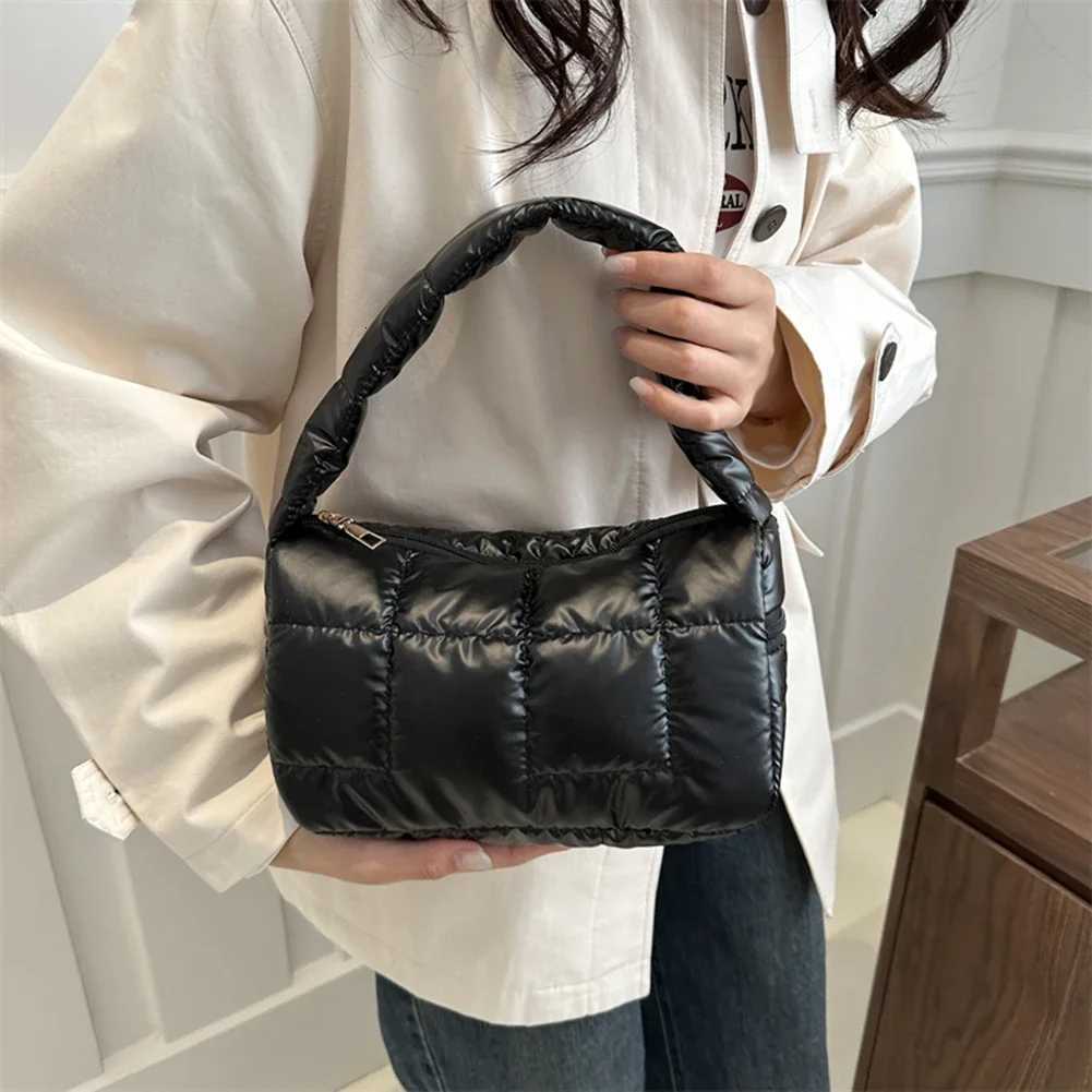 Winter Puffer Top Handle Bag PU Quilted Wen Bag High Quality Down Small Handbags Cotton Padded Soft Shoulder Bags Designer Bag Y250730
