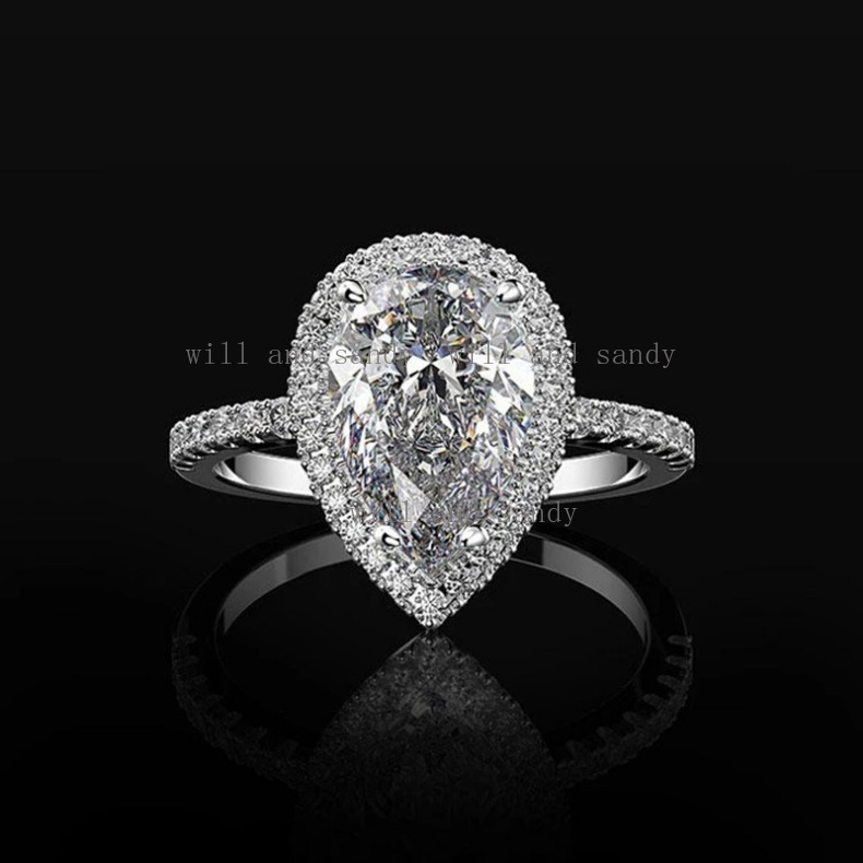 Square Love Heart Oval Cubic Zirconia Diamond Engagement Wed Rings Band Designer Jewelry Silver Gold Square Heart Water Drop Finger Tail Ring for Woma