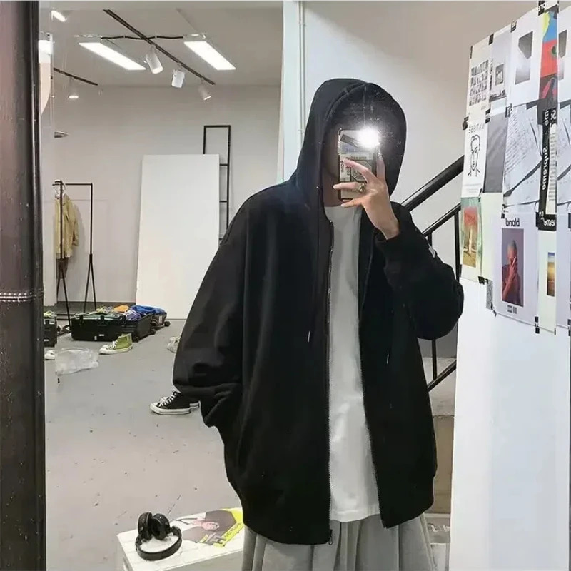 Trendy Couple Cardigan Sweatshirt American Style Loosefit Mens Jacket Autumn Top Stand Collar Casual Clothing Regular Length 250729