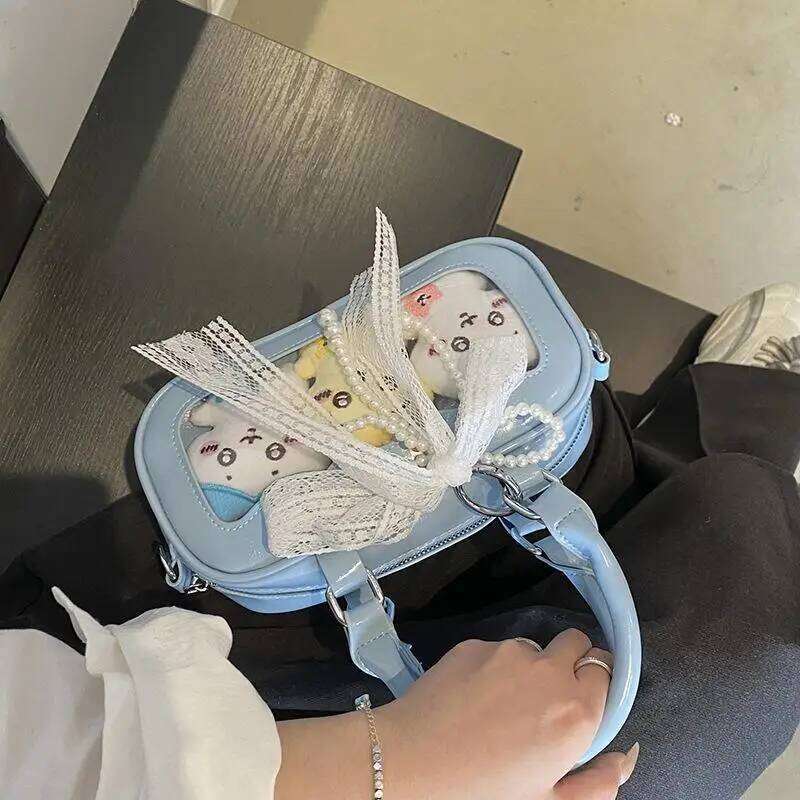 Richme Y2K Mini Handbags Women Aesthetic Lace Beading Bow Ladies Ita Bags DIY Anime Badge PU Crossbody Shoulder Bolso Mujer