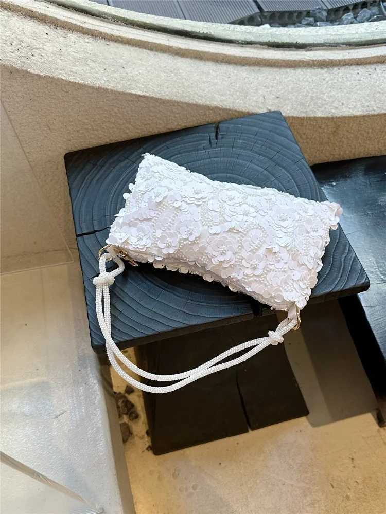 2025 New Designer Mini Shining Sequins Shoulder Bags for Women Fashion Red Flowers Sequins Handbag Versatile Party Purses Y250729