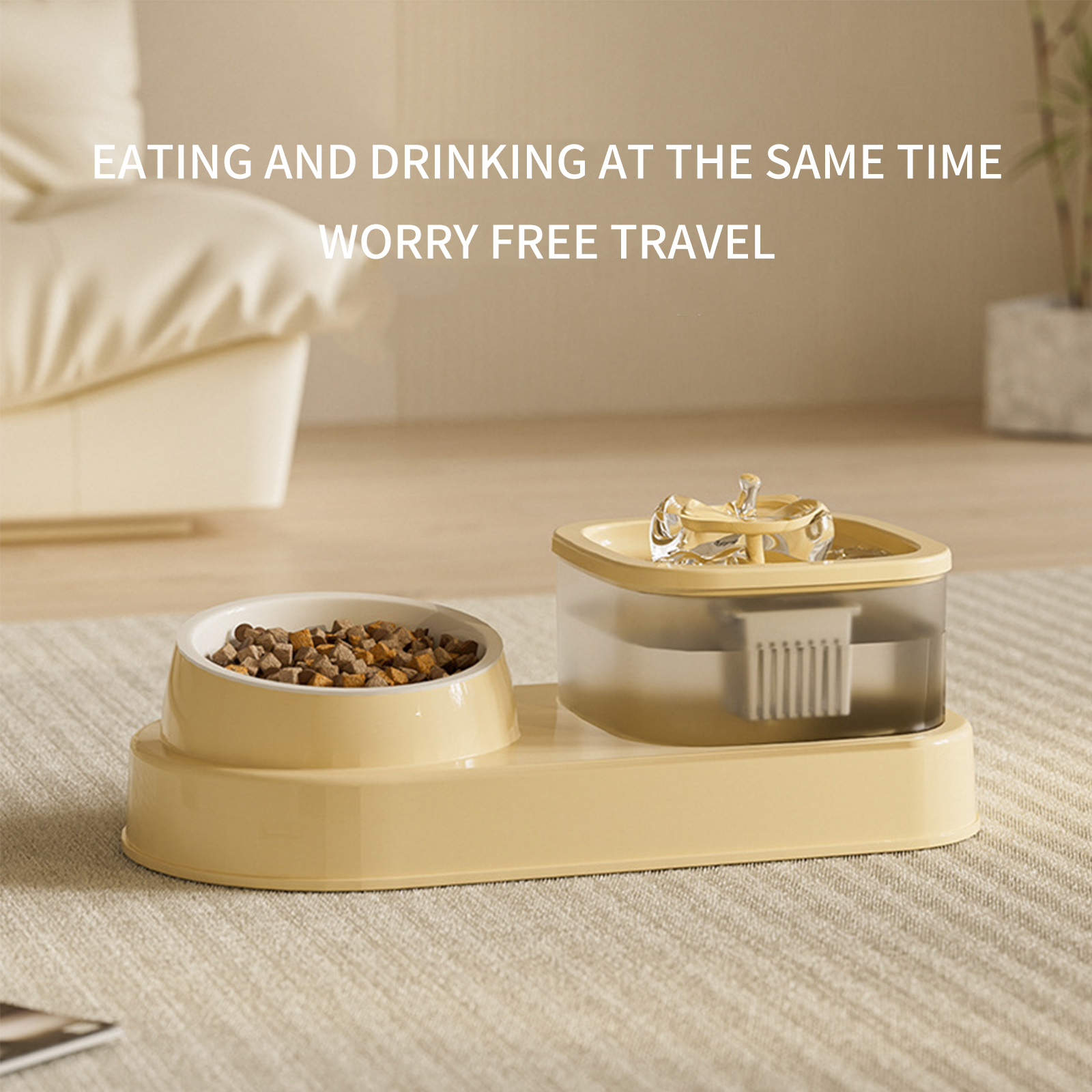 Cat automatic water dispenser with dry wet separation integrated 2-in-1 dog feeding universal pet supplies dropshipping