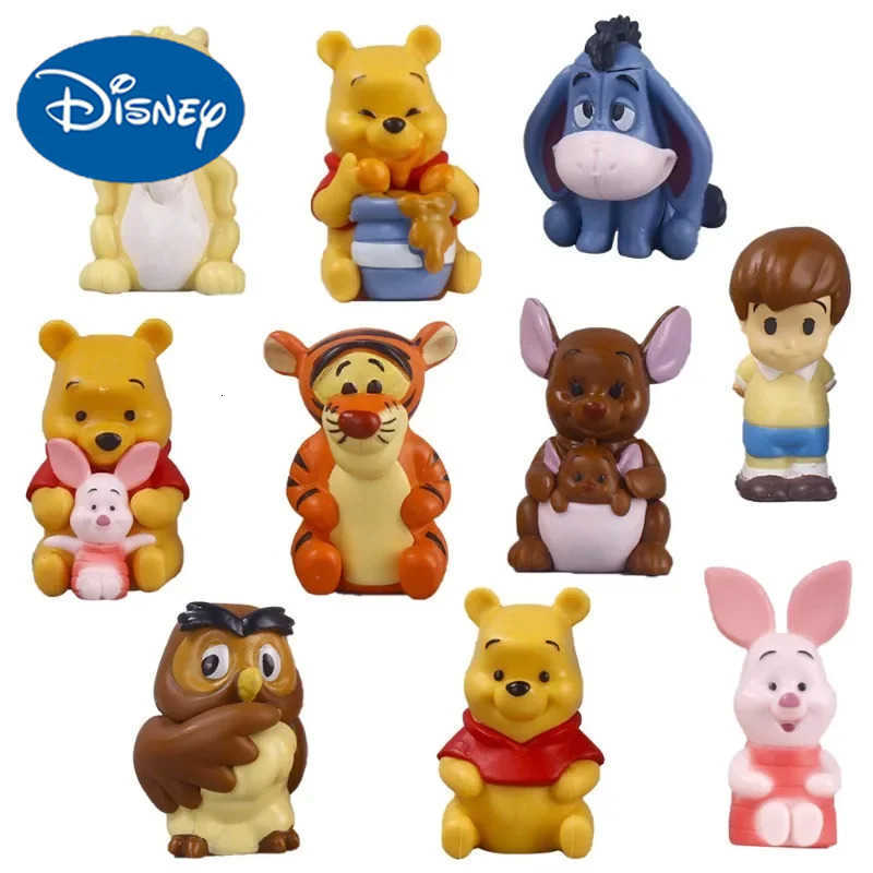 Disney 10pcs/set Cute Cartoon Winnie The Pooh Action Figure Toy Pooh Bear Tigger Eeyore Piglet Action Figure Dolls Toy Gifts for Kids W250730