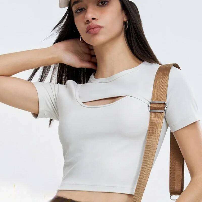 Women's Sports Yoga Tops Hollow Out Ultra High Stretch T-Shirt Short Sleeve Summer