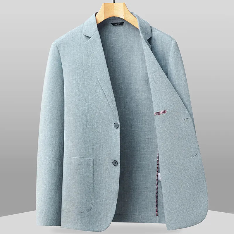 Blazer Summer Mens Fashion Gentleman Korean Version Trendy Performance Banquet Host Casual Ice Silk Sunprotective Clothing 250724