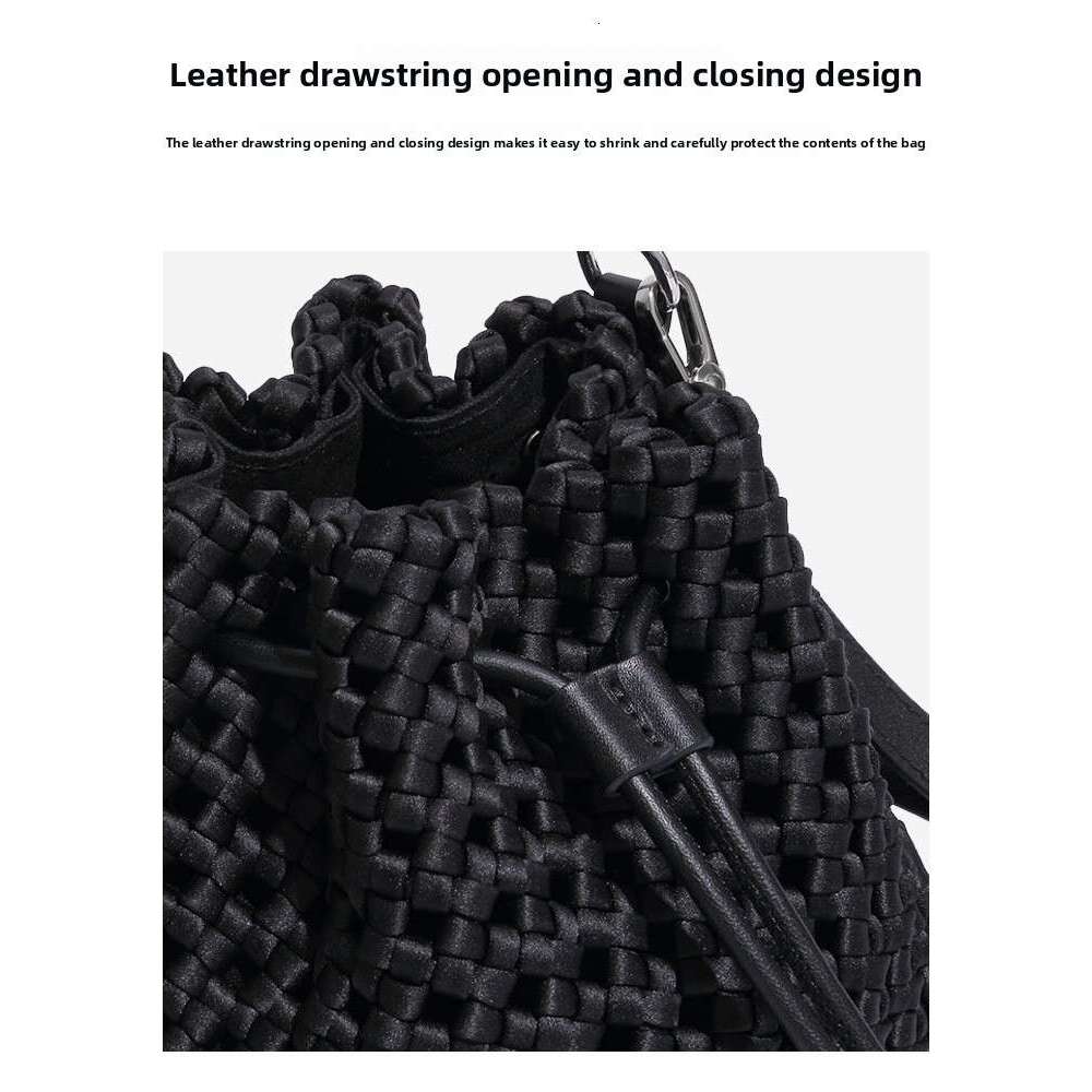 New Silk Woven Bucket Fashion Trend Handbag Versatile Mini Casual Single Shoulder Crossbody Bag