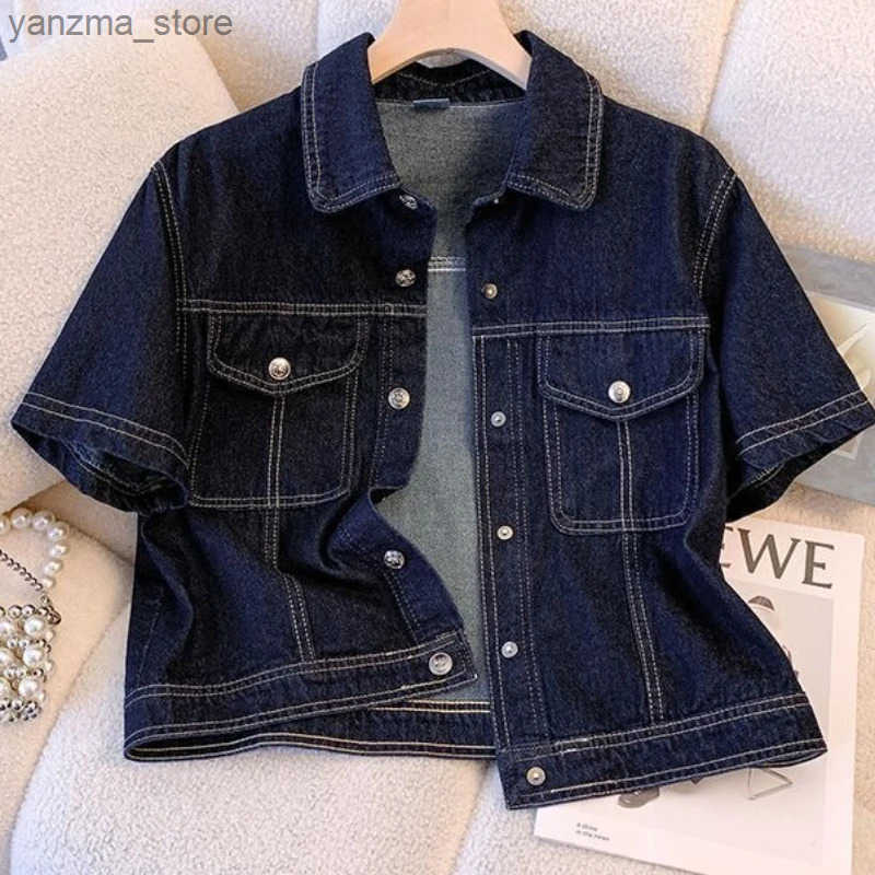 Womens Denim Jackets Strtwear Short Slve Summer Jean Jacket Outwear Ropa Mujer Fashion Retro Vintage Coat Cropped Tops L250730