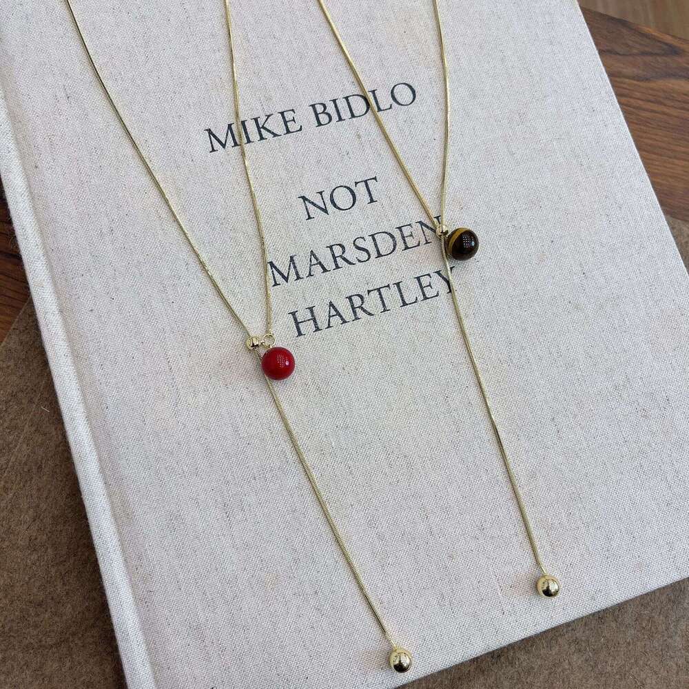 Milad Tiger Eye Stone Tassel Necklace for Women, Autumn and Winter High-End Fashion Sweatshirt Chain, Niche Design Sweater Chain e5f