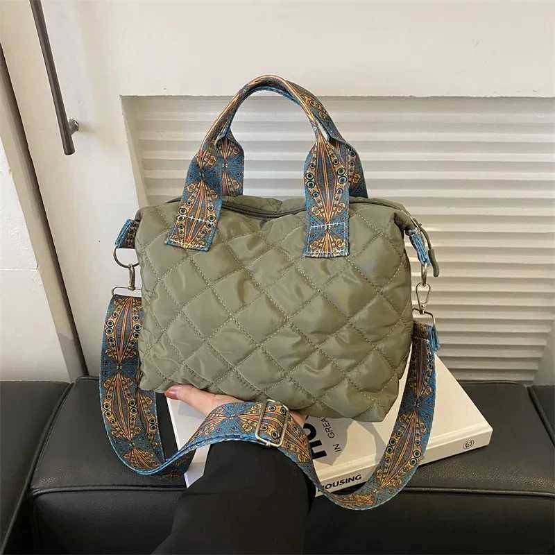 2024 Wide Shoulder Belt Handbag Fall/Winter Rhbus Space Cotton Shoulder Bag Large Capacity All-Match Shopping Tote Bag Y250730