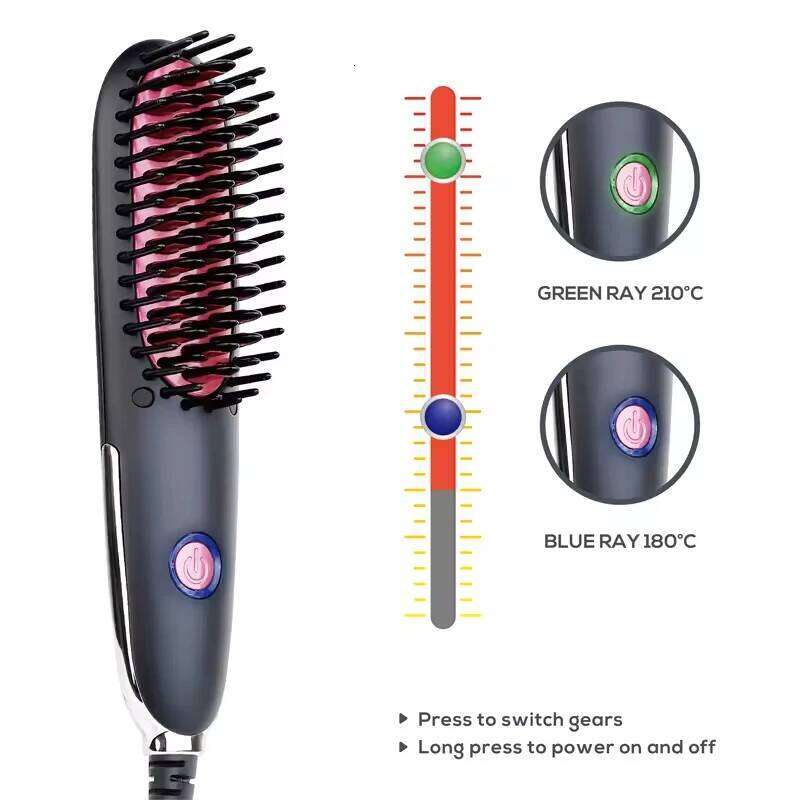 Mini Electric Beard Heated Straightener Comb Hair Straightening Brush