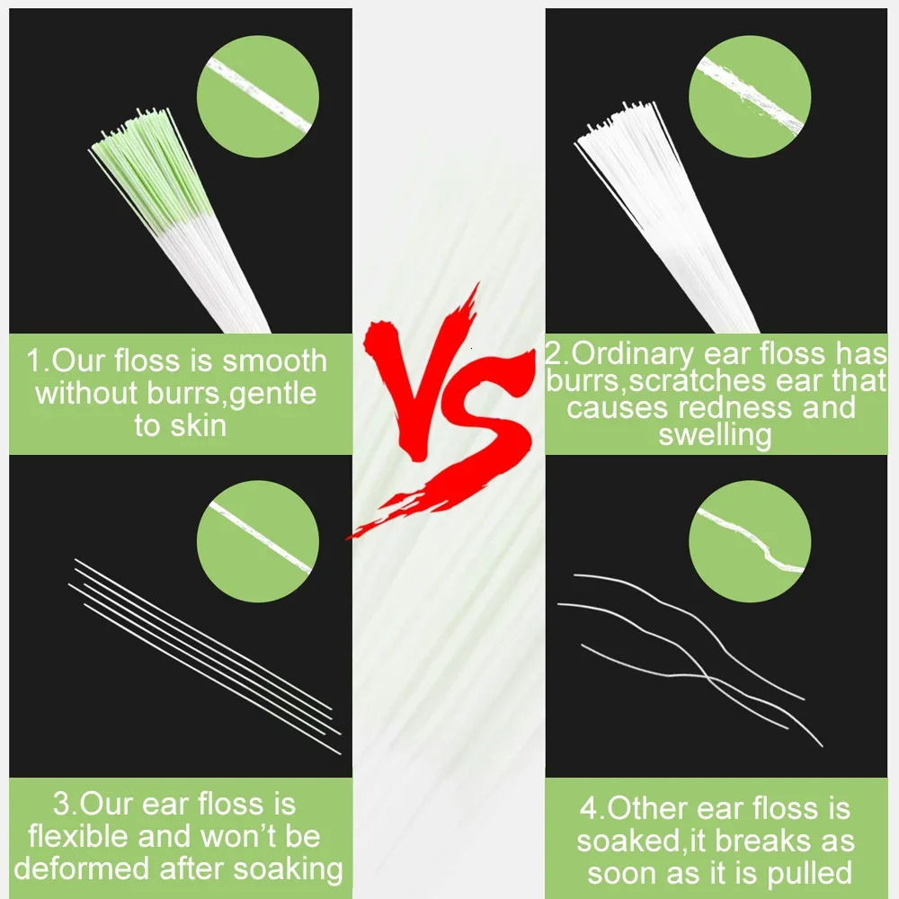 60cs Pierced Ear Cleaning Disposable Piercing Hole Cleaner Line Floss Dirt -Blocking Ear Line Makeup Aftercare Tools 250726