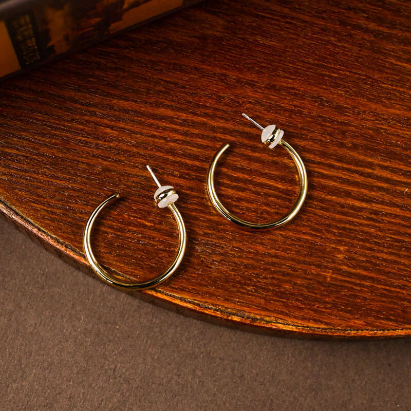 Earrings Hoop Niche Design High-end Ear Jewelry Simple Circle Personality Autumn Winter Women Fashion Versatile New Style