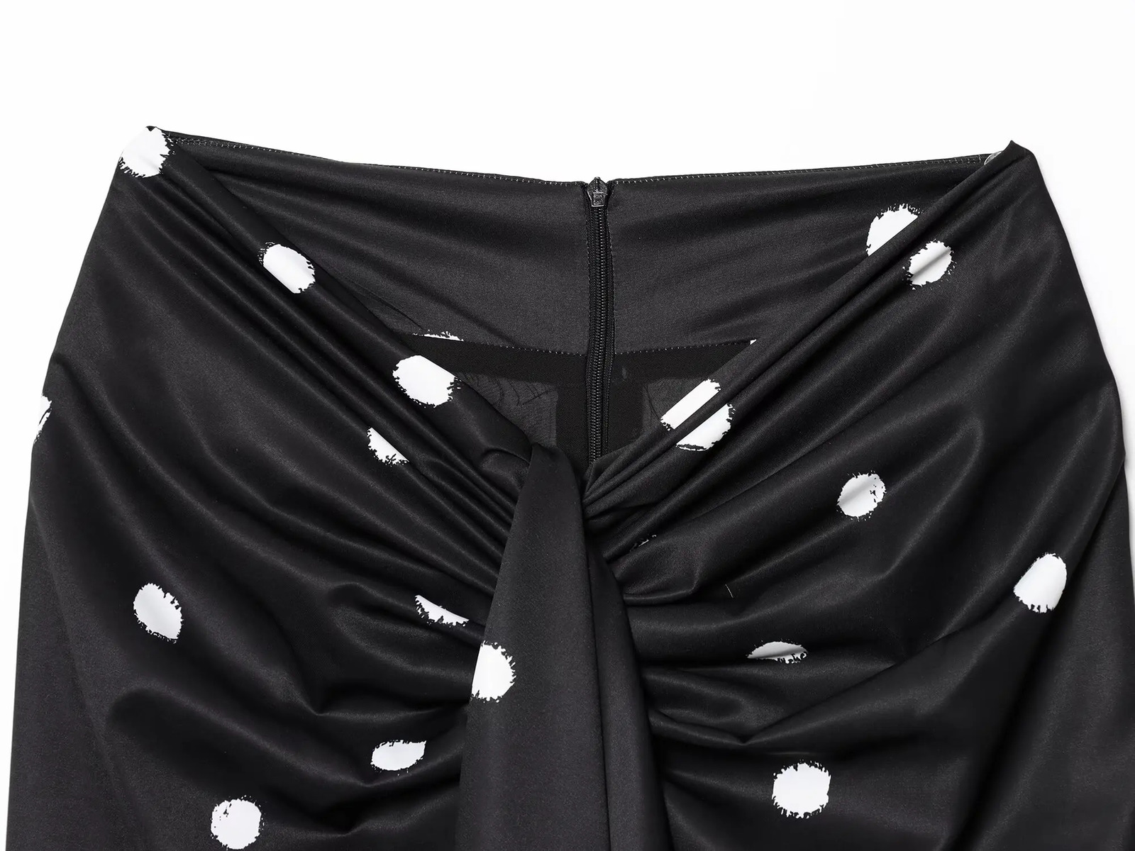 Sexy Black Polka Dot Midi Skirt ThighHigh Slit BowTie Waist AnkleLength CurveHugging n For Woman Summer Casual 250730
