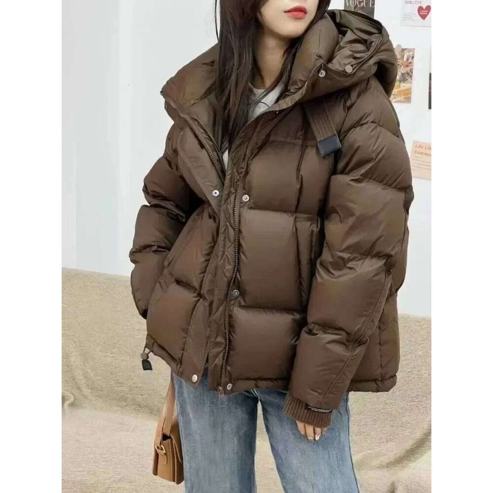 Designer Clothing 2025 2024 New Winter Women's Hooded Puffer 90% White Duck Down Thickened Short Jacket Female Casual Versatile Outwear