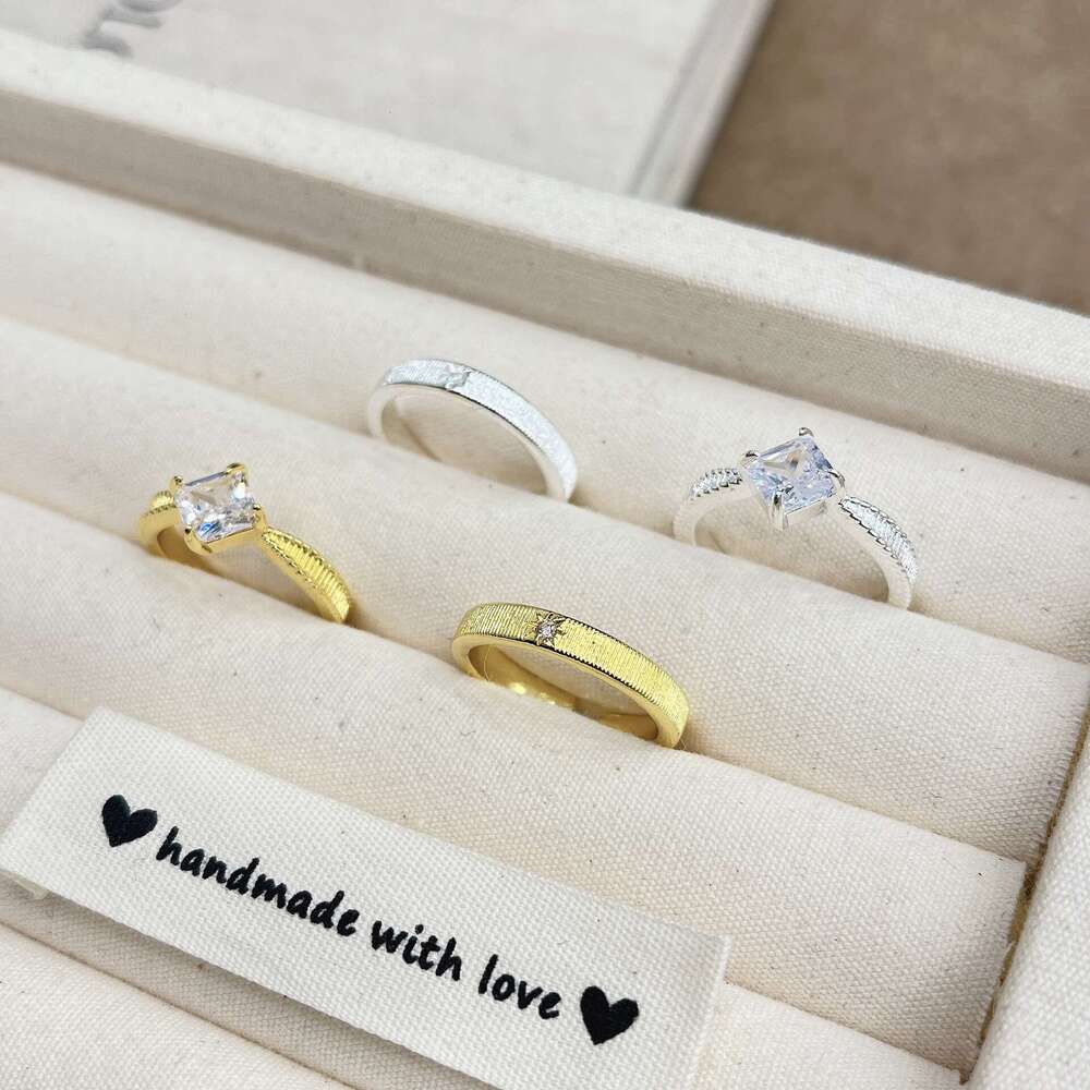 French Vintage Princess Cubic Zirconia for Women Brushed High-end Carved 2025 Spring New Ring e80