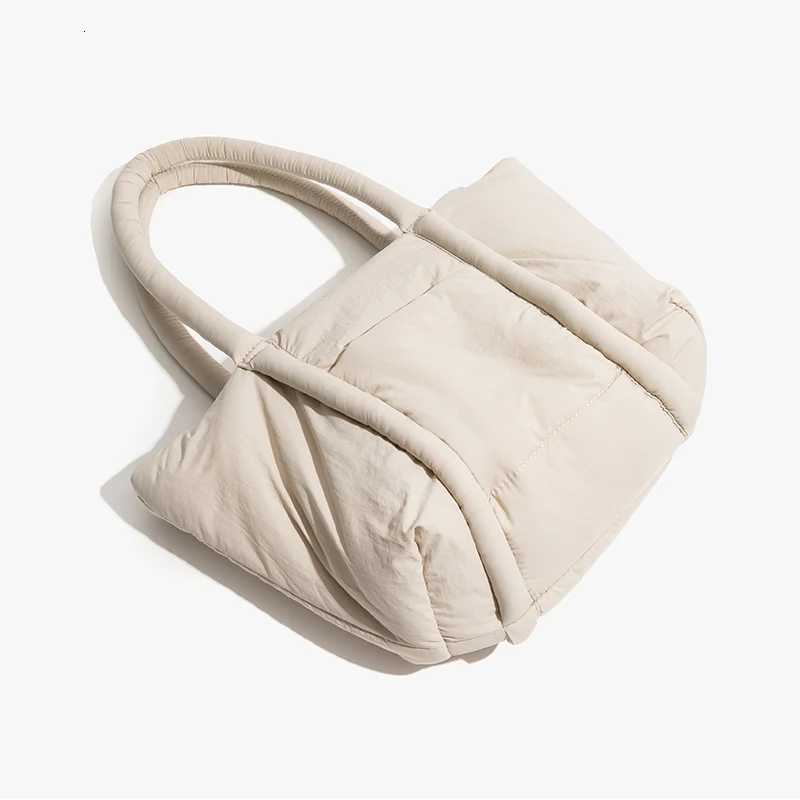Casual Soft Nyl Puffer Tote Bag Designer Padded Shoulder Bags Quilted Down Cotton Handbags Large Capacity Shopper Purses Y250730