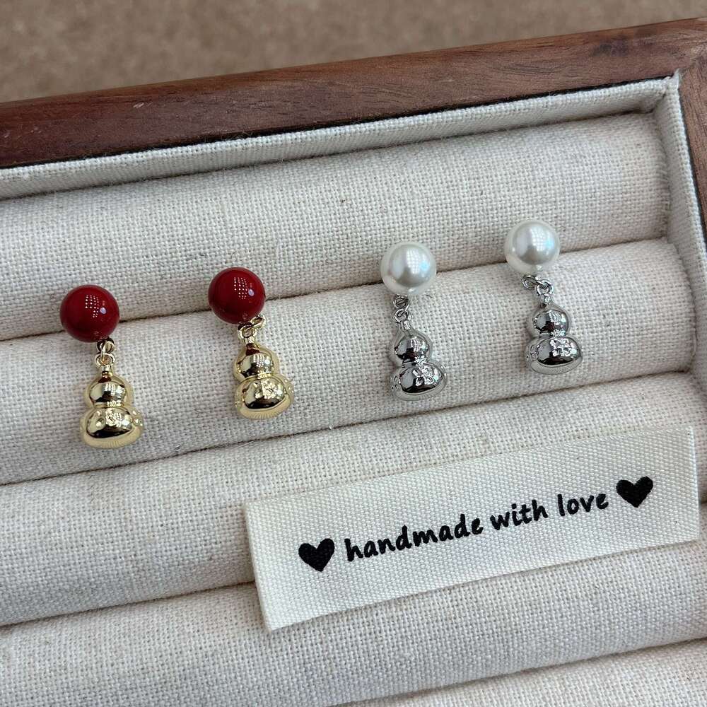 Cool Feeling Gourd Pearl New Chinese Style Niche Exquisite Unique Design Artistic Temperament Earrings d8e