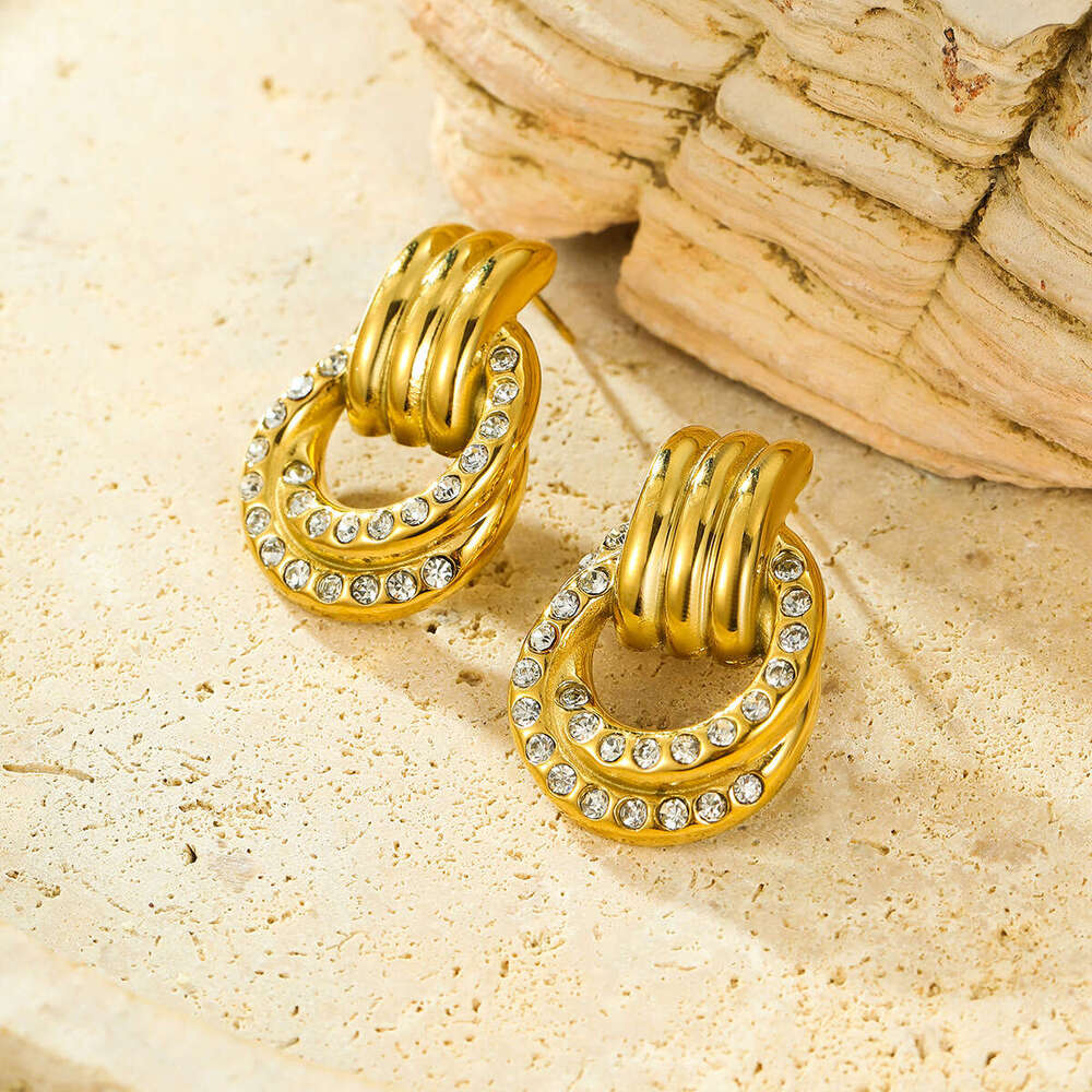 Stainless Irregular Ring Buckle Autumn and Winter Titanium Steel Fashion High-end Light Earrings for Women