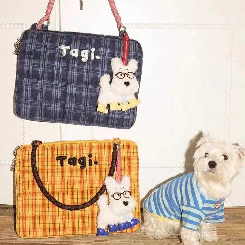 ute Laptop Sle Tablet Sle Girl Bag Korean Simple Plaid Bag Large Capacity Laptop Handbag Notebook Pouch Ladies Tote Bags y250730