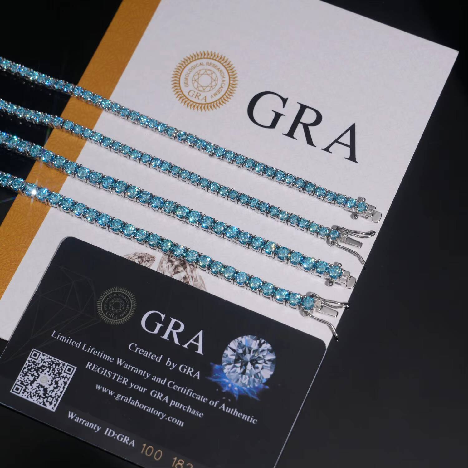 Aquamarine Color Moissanite Tennis Chain 925 Sterling Silver Gold Plated Pass Diamond Test Moissanite Bracelet