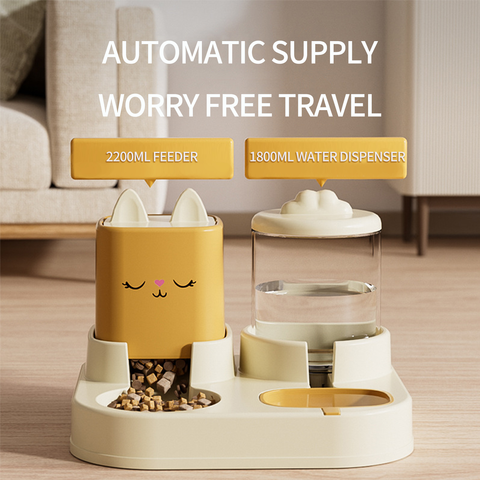 Pet feeder cat bowl water dispenser 2-in-1 automatic feeder dog bowl dog bowl pet supplies wholesale