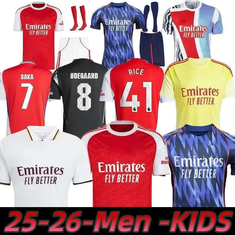 25 26 SAKA Soccer Jerseys TROSSARD NKETIAH ODEGAARD RICE HAVERTZ NWANERI MARTINELLI Calafiori SALIBA JESUS Football Shirt Kids Child Training Kit uniform shirts