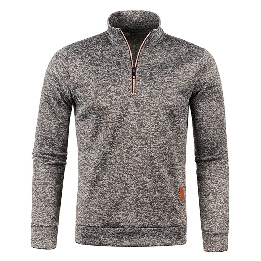 Mens Stand Collar Pullover Zipper Twist Knit Thick Sweatshirts Autumn Solid Color Turtleneck Sweaters 250729