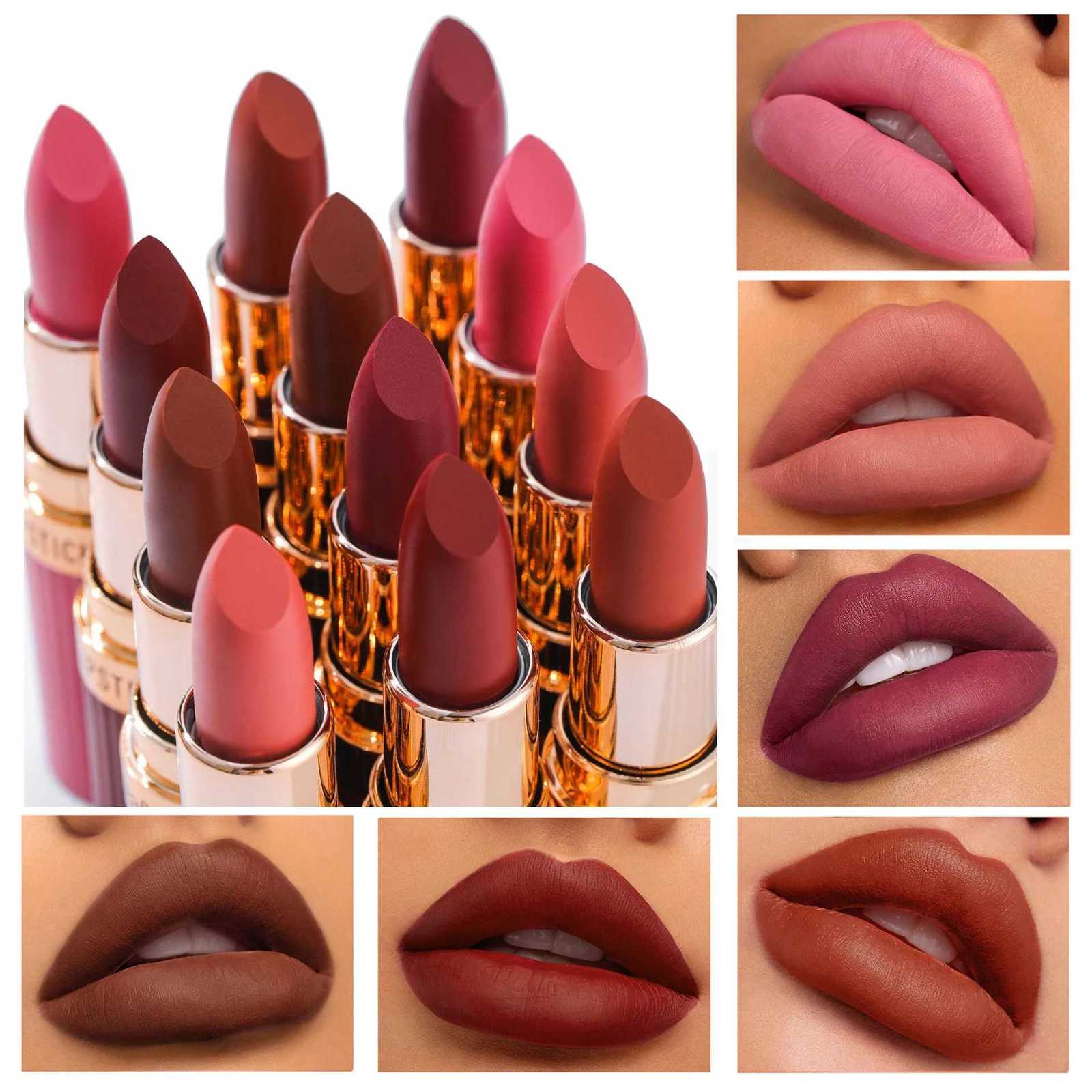 6 Color Matte Lipstick Velvet Dark Brown Lip Gloss Waterproof Lasting Pigments Makeup Nude Coffee Lip Stick Lips Makeup Cosmetic G250729