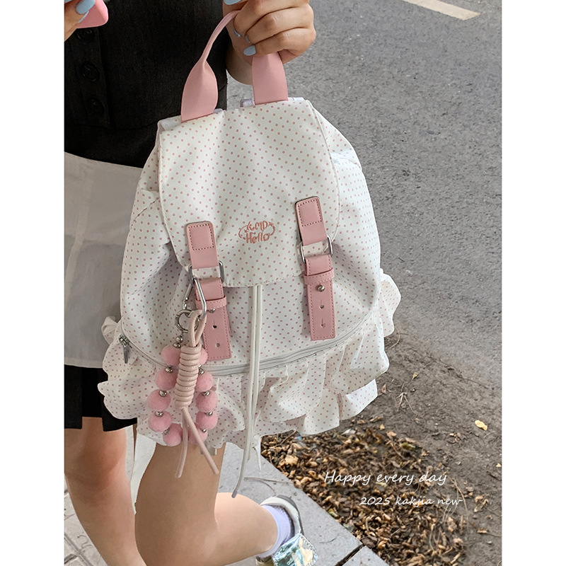 2025 Designer Student Backpack New Polka Dot Printed Backpack Travel Backpack