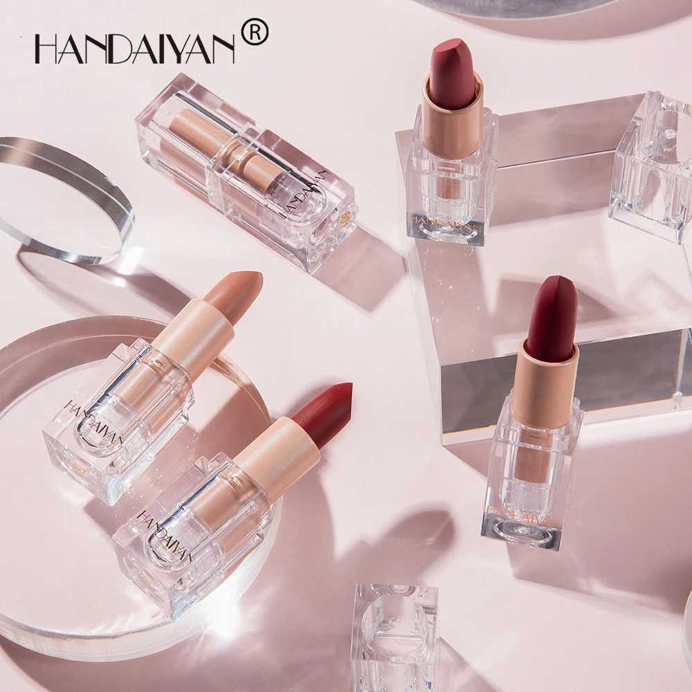 HANDAYAN 12 Color Transparent Tube Rotatable Matte Lipstick - Nude and Mocha Colors G250729