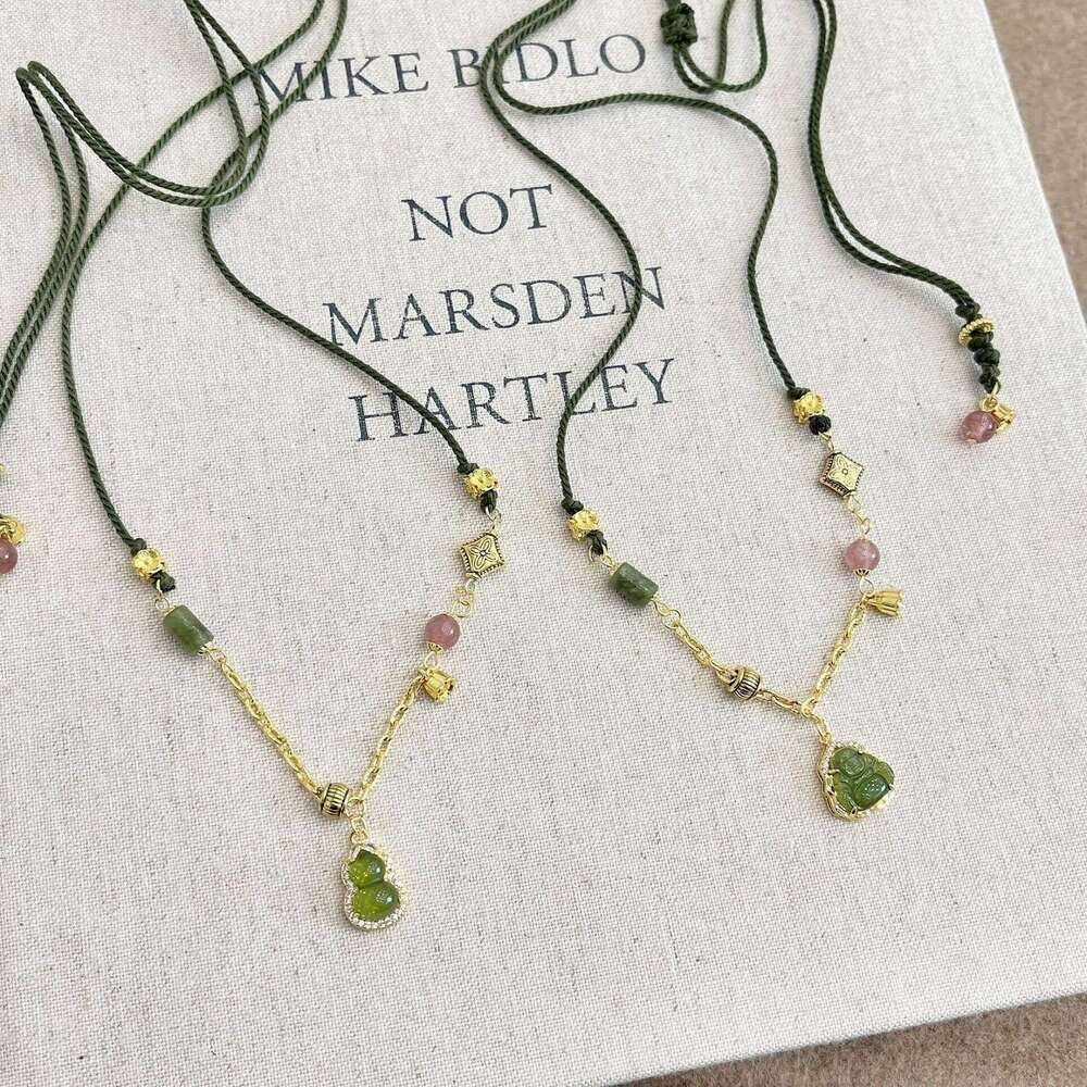 Chinese Style Small Gourd Necklace for Women 2024 New Light Niche High-end Braided Rope Collarbone Chain Accessory dc8