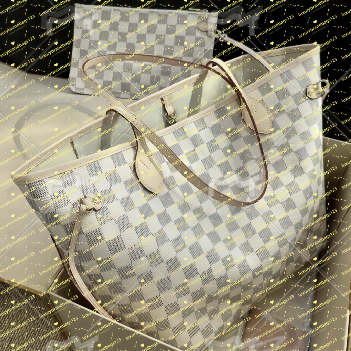 2pcs High qualitys Women bags Luxurys Handbags Ladies Designer Composite Bags Lady Clutch Bag Shoulder Tote Female Purse Wallet Handbag MM Size
