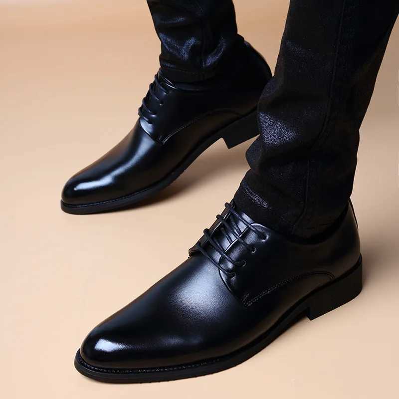 Men Wedding Leather Business Mens Dress Pointed Casual Youth British Style Inner Heightening Spring 2024 New Arrivals Shoes Y250730