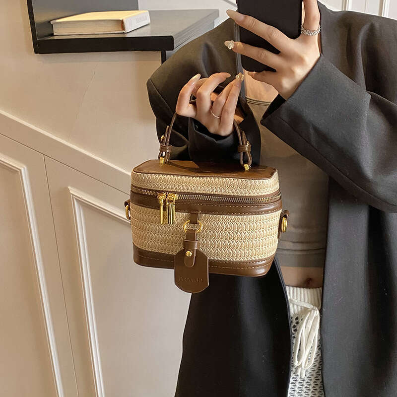 Color-Block Small Square Ins Trend Patchwork Bags Box Design Sense Handbag Women's Shoulder Crossbody Bag