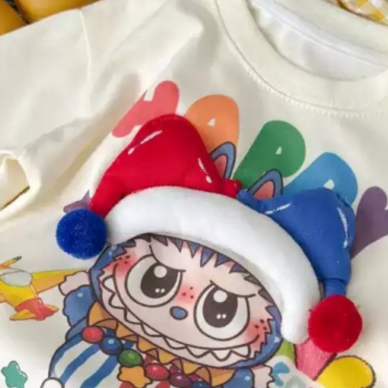 LABUBU boys and girls short-sleeved printed T-shirt for children's summer T-shirt baby cartoon top design comfortable and soft children's cl