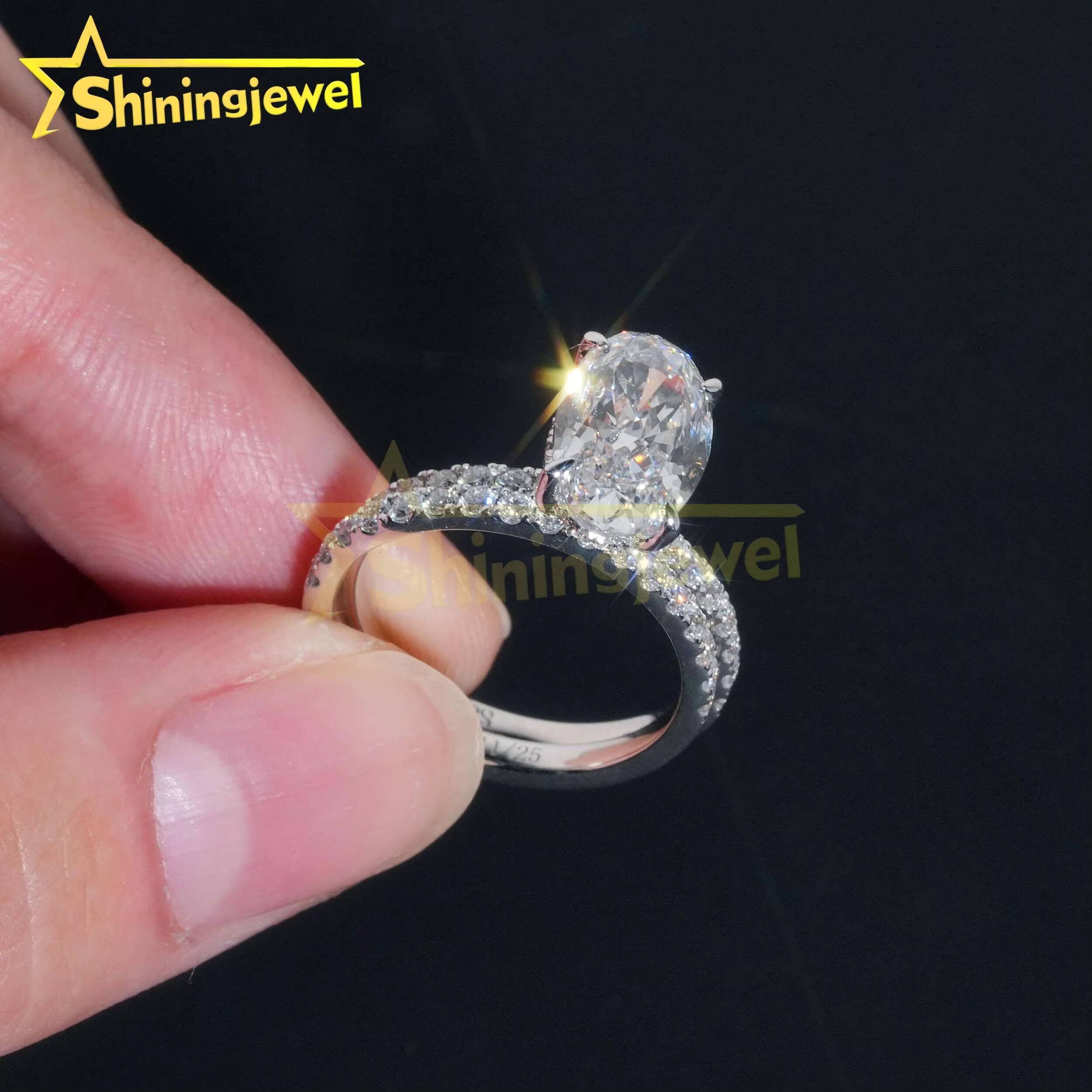 Mothers Day Gift Custom Lab Diamond CVD HPHT with Certificate 10K 14K 18K Solid Gold Ring Set Fine Jewelry