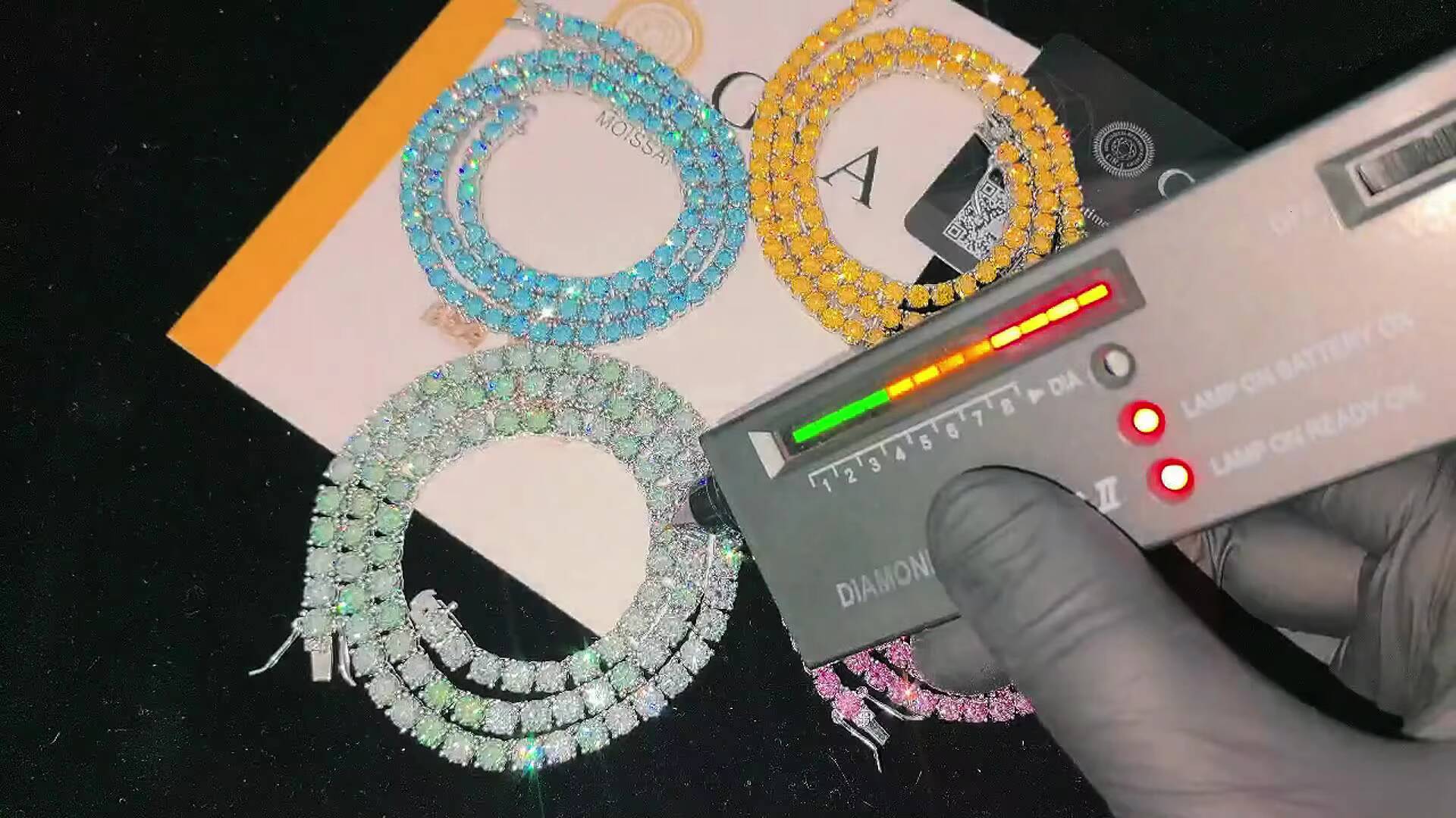 Aquamarine Color Moissanite Tennis Chain 925 Sterling Silver Gold Plated Pass Diamond Test Moissanite Bracelet