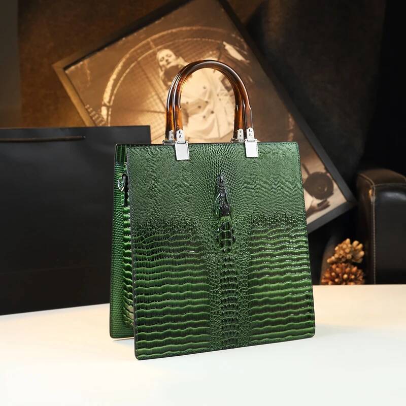 Genuine Leather Women Bags Brand Handbags Mother Tote Crocodile Pattern Fashion Shoulder Messenger Bag Trend Vertical