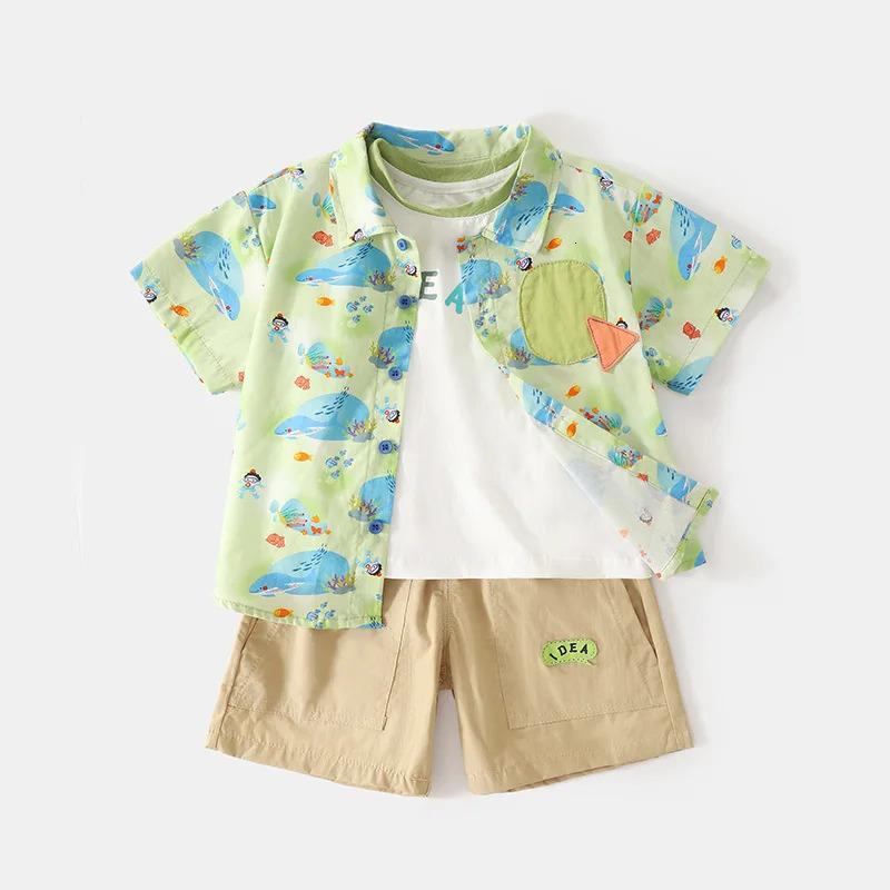 Infant Baby Boys 3PCS Clothes Set Summer Letter Vest Teecartoon Print T-shirtsshorts Outfit Thin Dopamine Toddler Kid Boy Suit 250729