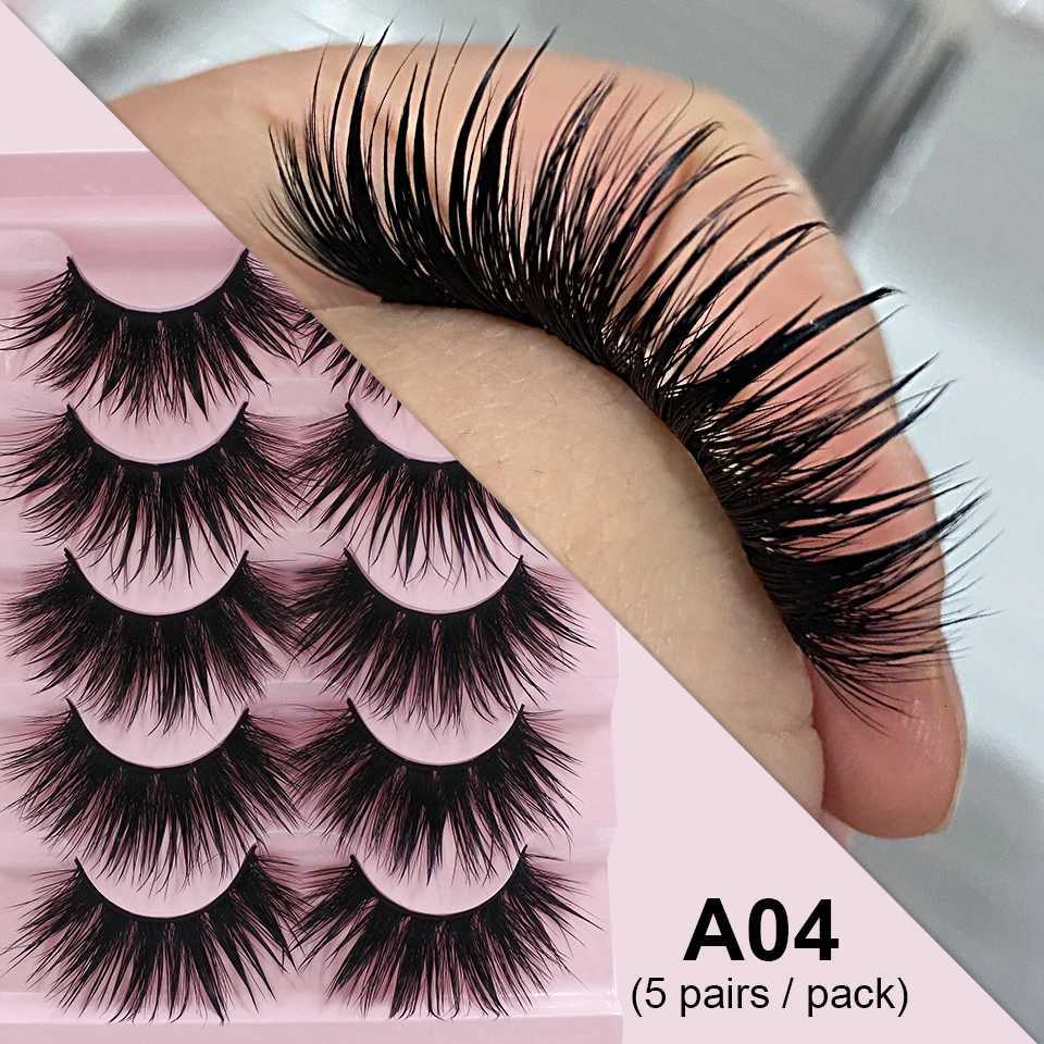 5 Pairs Female Cosplay Fake Eyelashes Korean Makeup New Style Wet Spikes 3D Eyelash Bulk Wholesale Manga Lashes Z250730