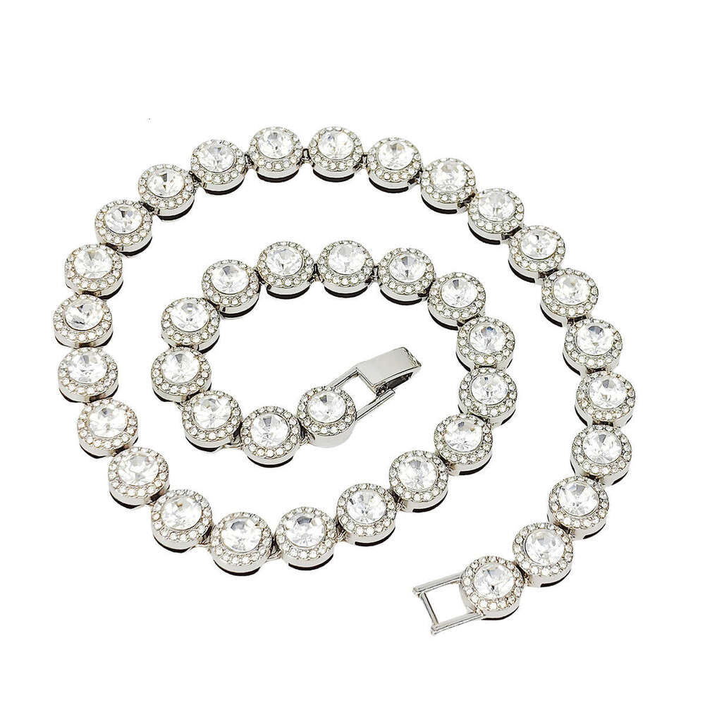 Hot Item Hip-Hop Necklace Multiple Specifications Creative Design Alloy Full Dia Round Cuban Chain Straight Hair