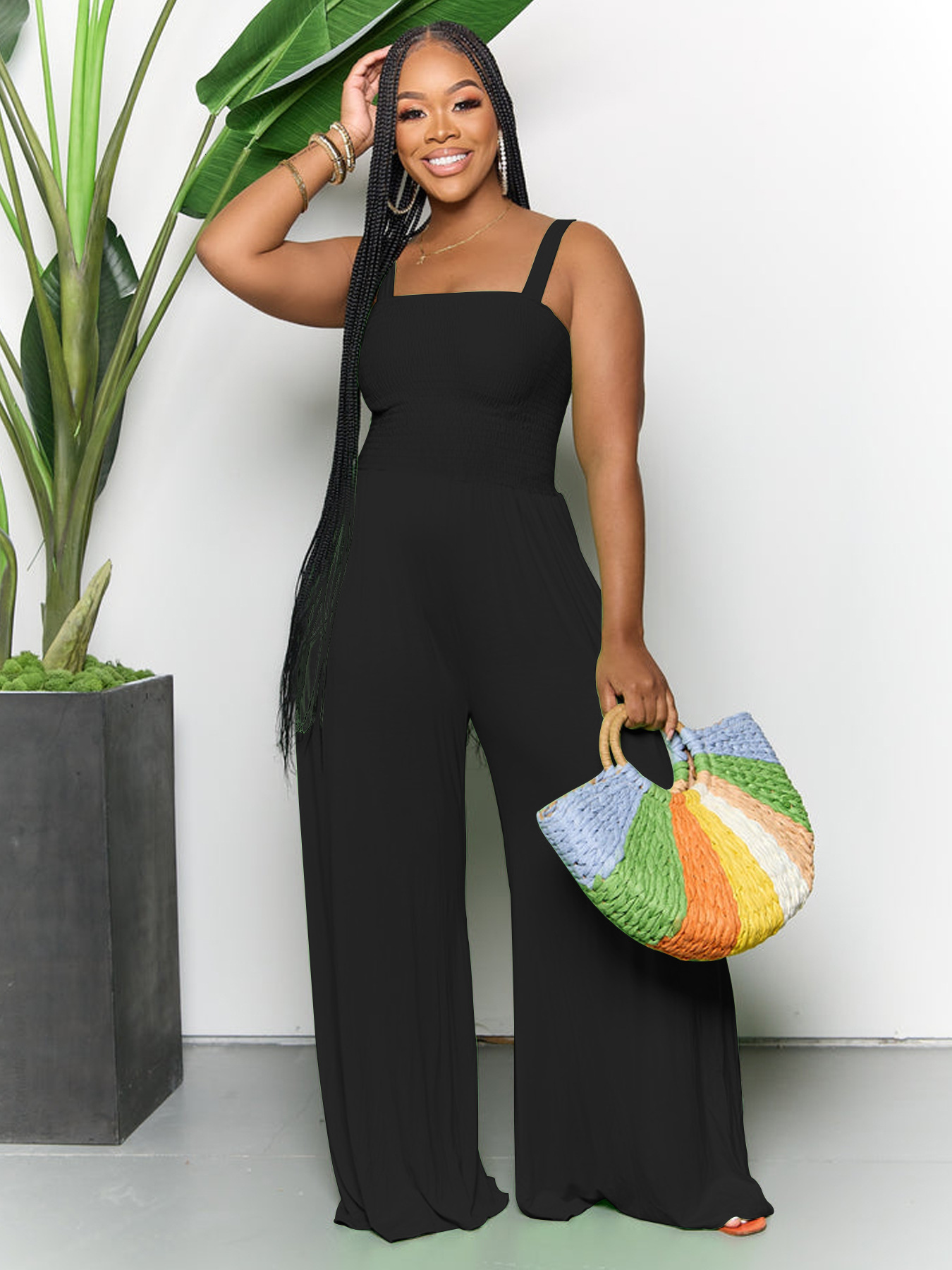 F1289 New Womens Solid Color Fashion Casual Jumpsuit