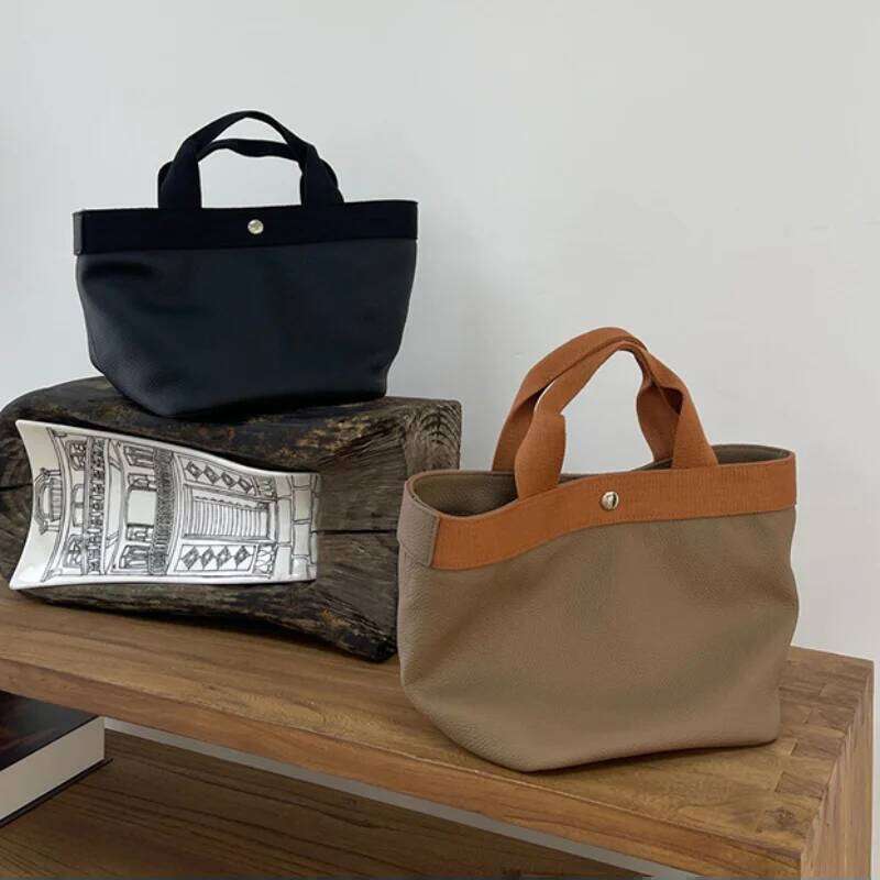 Luxury designer niche leather brand bucket fashion contrasting color casual shoulder daily commuting tote bag