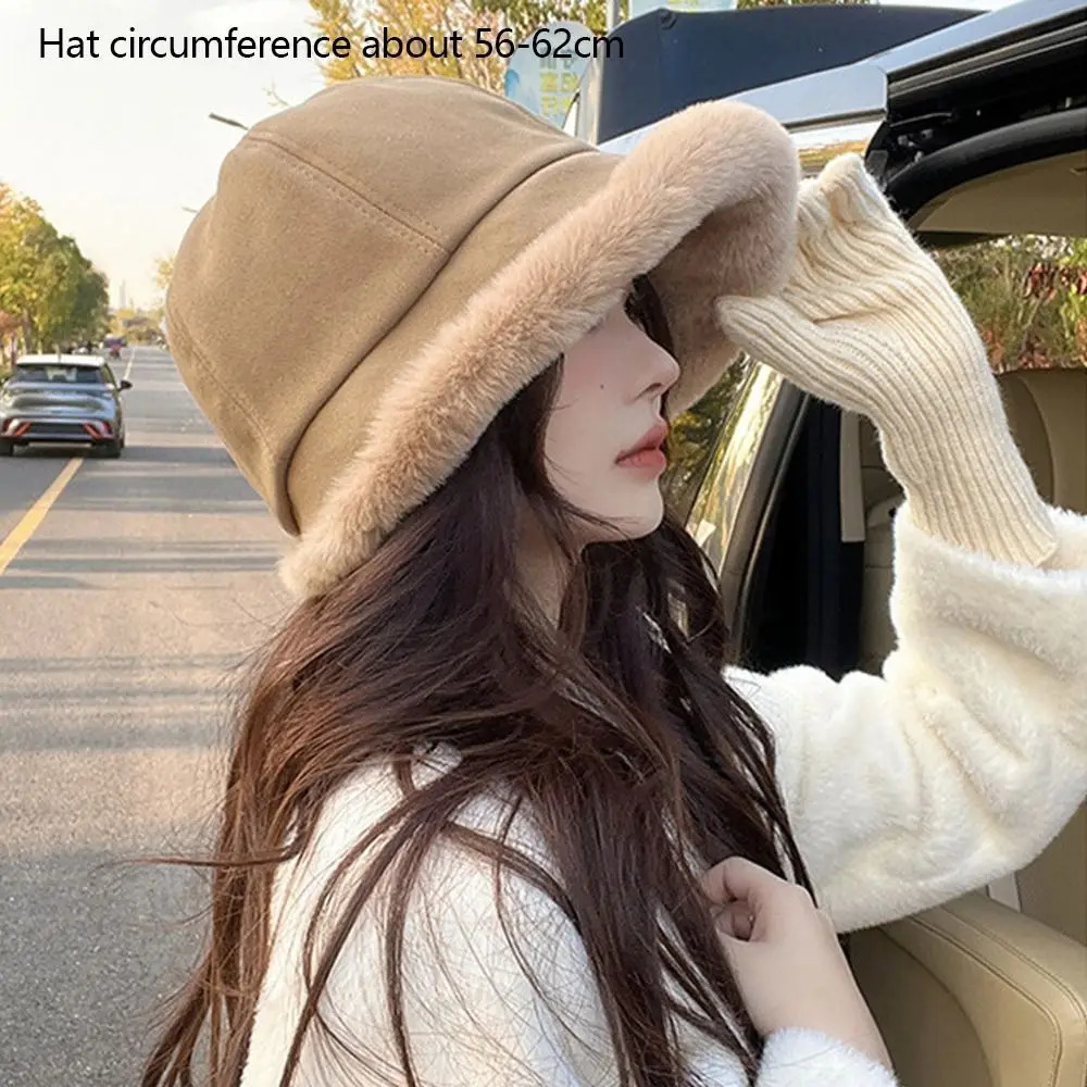 1PC Soft Thickened Plush Winter Bucket Hat Fashion Outdoor Warm Beanies Fisherman Hat Fashion Trend Ladies Windproof Panama Hats 250724