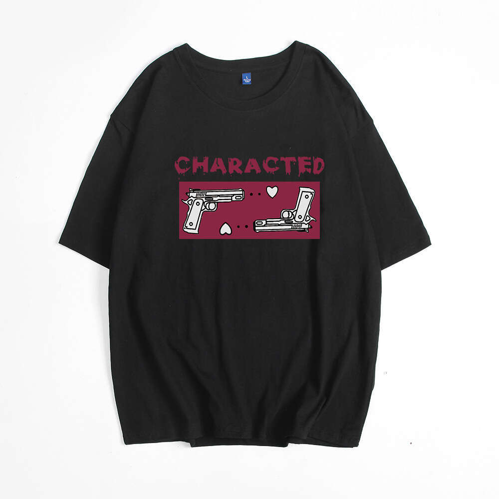 Ins Style Printed T-Shirt For Women, Summer New Versatile Loose Round Neck Pure Cotton Short Sleeve Top B5 h6